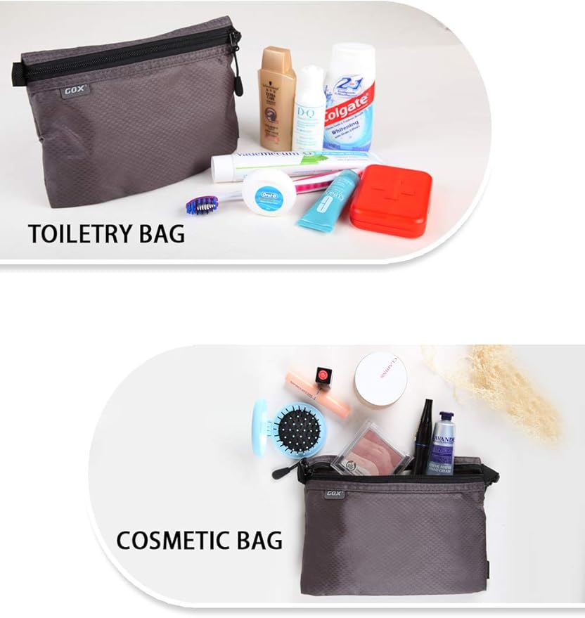 GOX Small Toiletry Bag for Men Bulk Cosmetic Bag Dopp Kit Carry On Zipper Pouch Organization Nylon Packing Sack Waterproof(Grey)