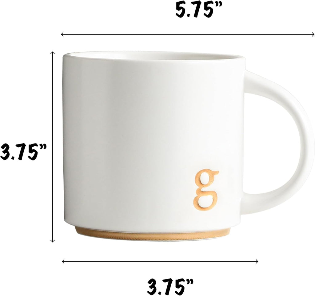 COLLECTIVE HOME - Monogram Ceramic Mugs, 15 oz Golden Initial Coffee Cups, Elegant Alphabet Tea Mugs, Elegant Personalized Mug with Gift Box, Luxurious Cups for Office and Home (g)