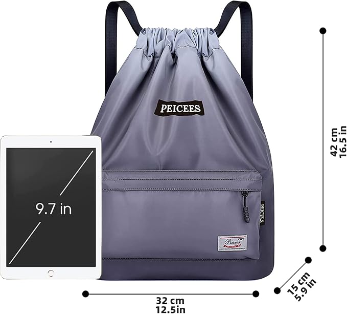 Peicees Waterproof Drawstring Sport Bag Lightweight Sackpack Backpack for Men and Women