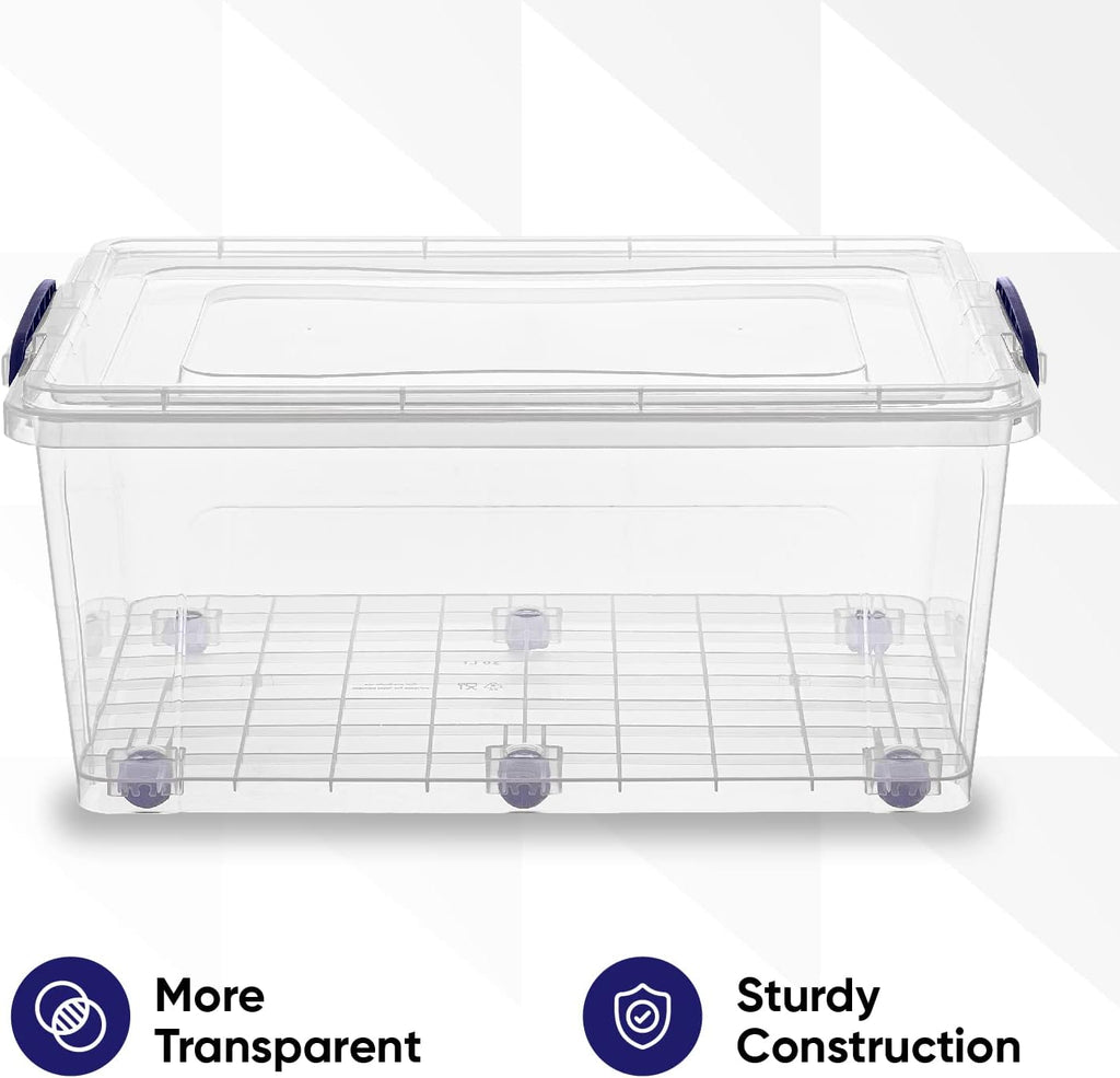 Superio Storage Bins with Lids, Clear Plastic Containers for Organizing, Stackable Totes, BPA Free, Odor Free, Organizer Boxes for Home, and Dorm (2 Pack, 32 Quart)