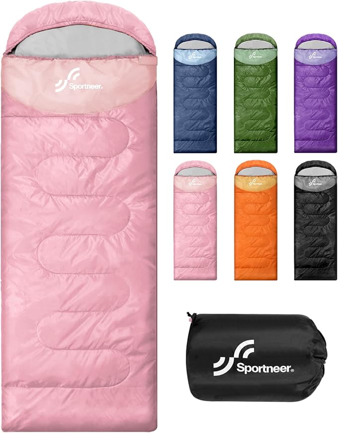 Sportneer Sleeping Bags for Adults, Warm & Cold Weather Sleeping Bag for Adults Kids Boys Girls - Lightweight Compact Camping Gear Equipment, Traveling, Backpacking, Hiking