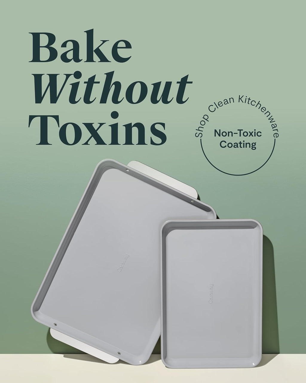 Caraway Non-Stick Ceramic Baking Sheet Duo - Naturally Slick Ceramic Coating - Non-Toxic, PTFE & PFOA Free - 18 x 13" Large & 15 x 10" Medium - Sage