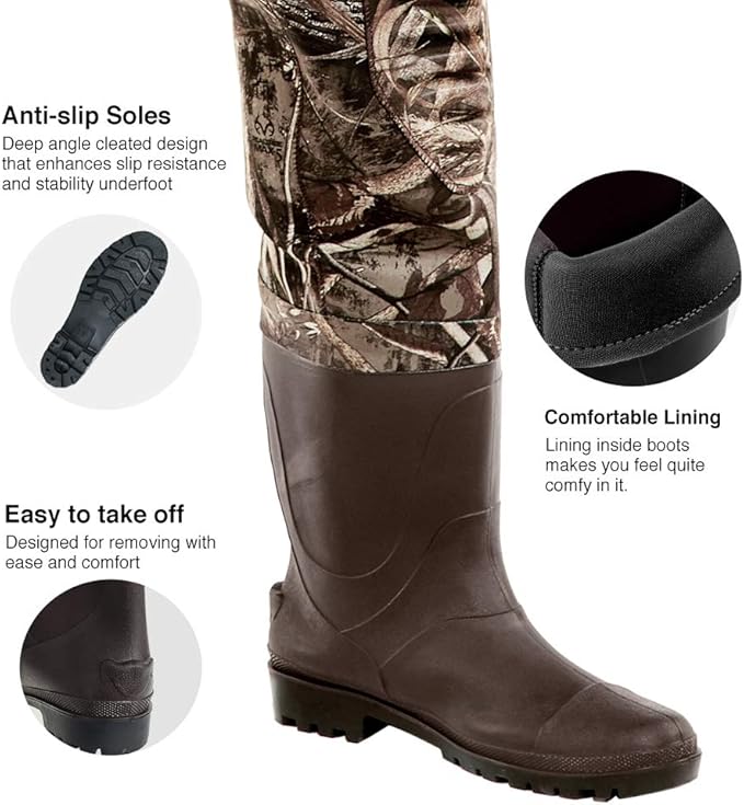 TIDEWE Chest Waders with Boots Hanger for Men, Camo Waterproof Fishing Bootfoot Waders for Fishing & Hunting