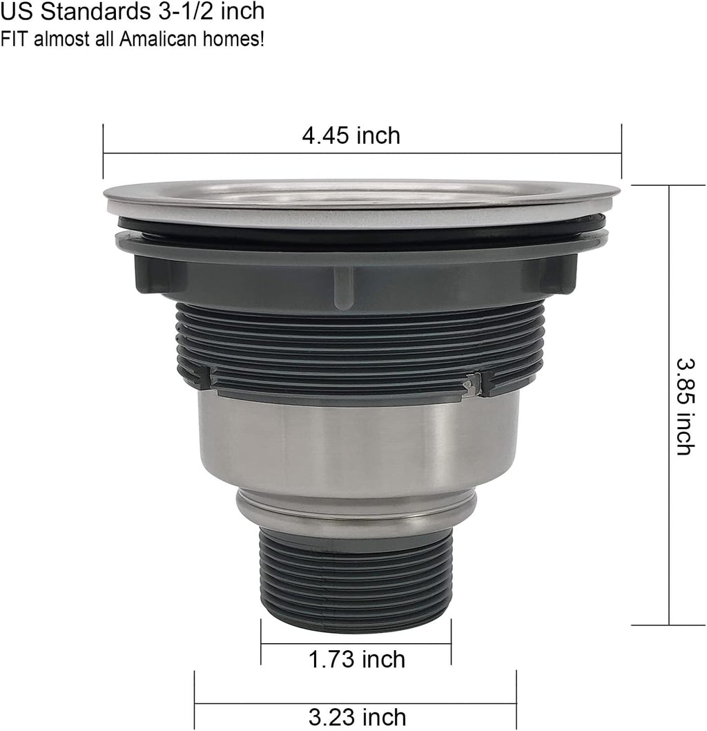 3-1/2-Inch Kitchen Sink Drain Strainer Assembly Kit, GZILA Deep Waste Basket Strainer with Sealing Lid Sink Stopper, 304 Stainless Steel Brushed Nickel