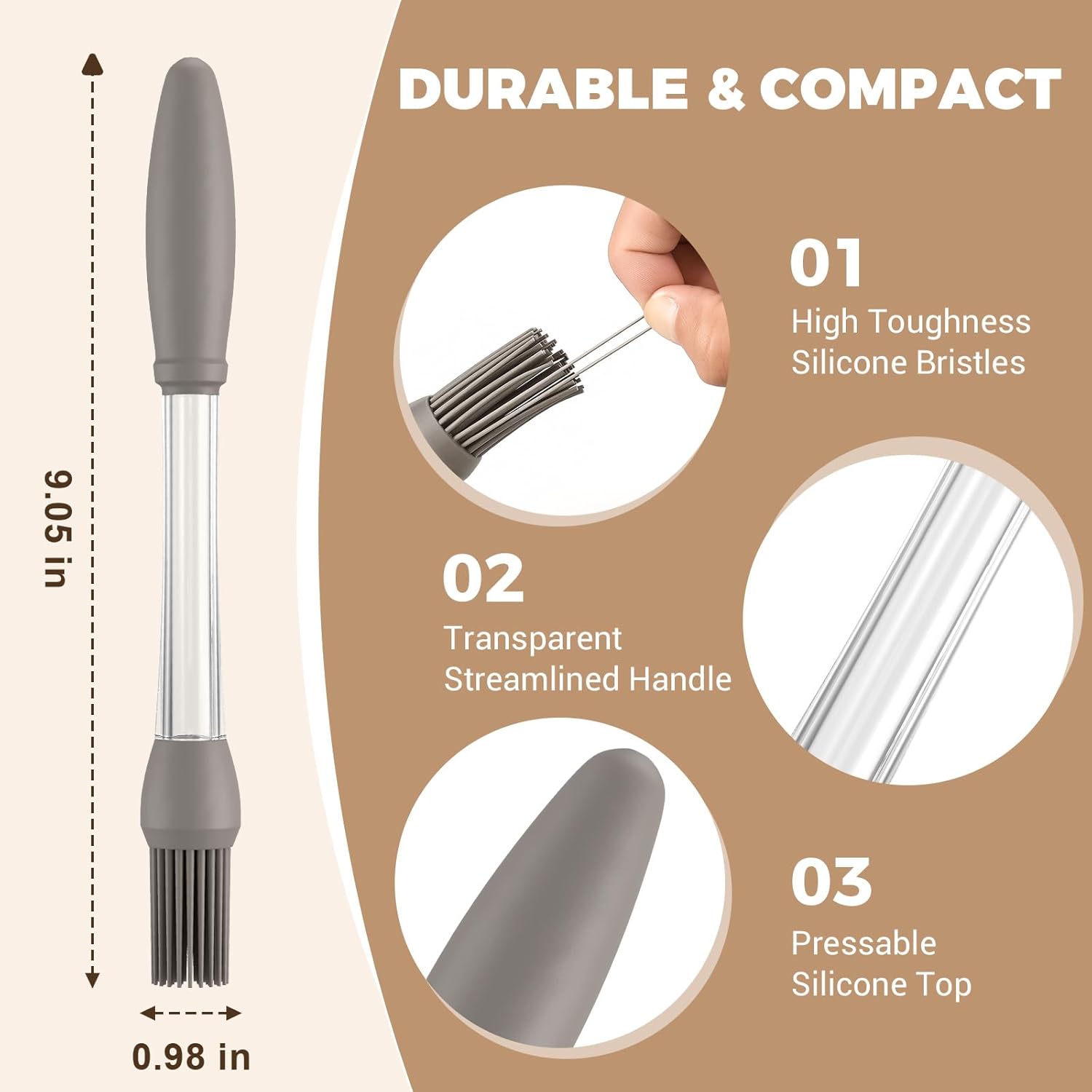 4Pack Basting Brush for Cooking,Heat Resistant Silicone Pastry Brushes,Spread Oil Sauce Butter Food Brush for Cooking/BBQ/Baking,Grilling Tool Kitchen Gadget Home Outdoor Use