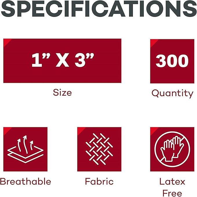 Dealmed Sheer Plastic Flexible Adhesive Bandages – 100 Count (3 Pack) Bandages with Non-Stick Pad, Latex Free, Wound Care for First Aid Kit, 1" x 3"