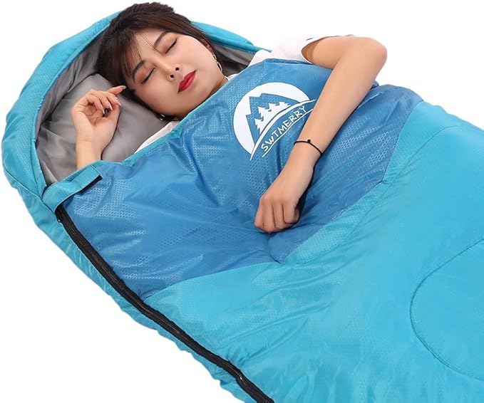 SWTMERRY Sleeping Bag 3 Seasons (Summer, Spring, Fall) Warm & Cool Weather - Lightweight,Waterproof Indoor & Outdoor Use for Kids, Teens & Adults for Hiking and Camping