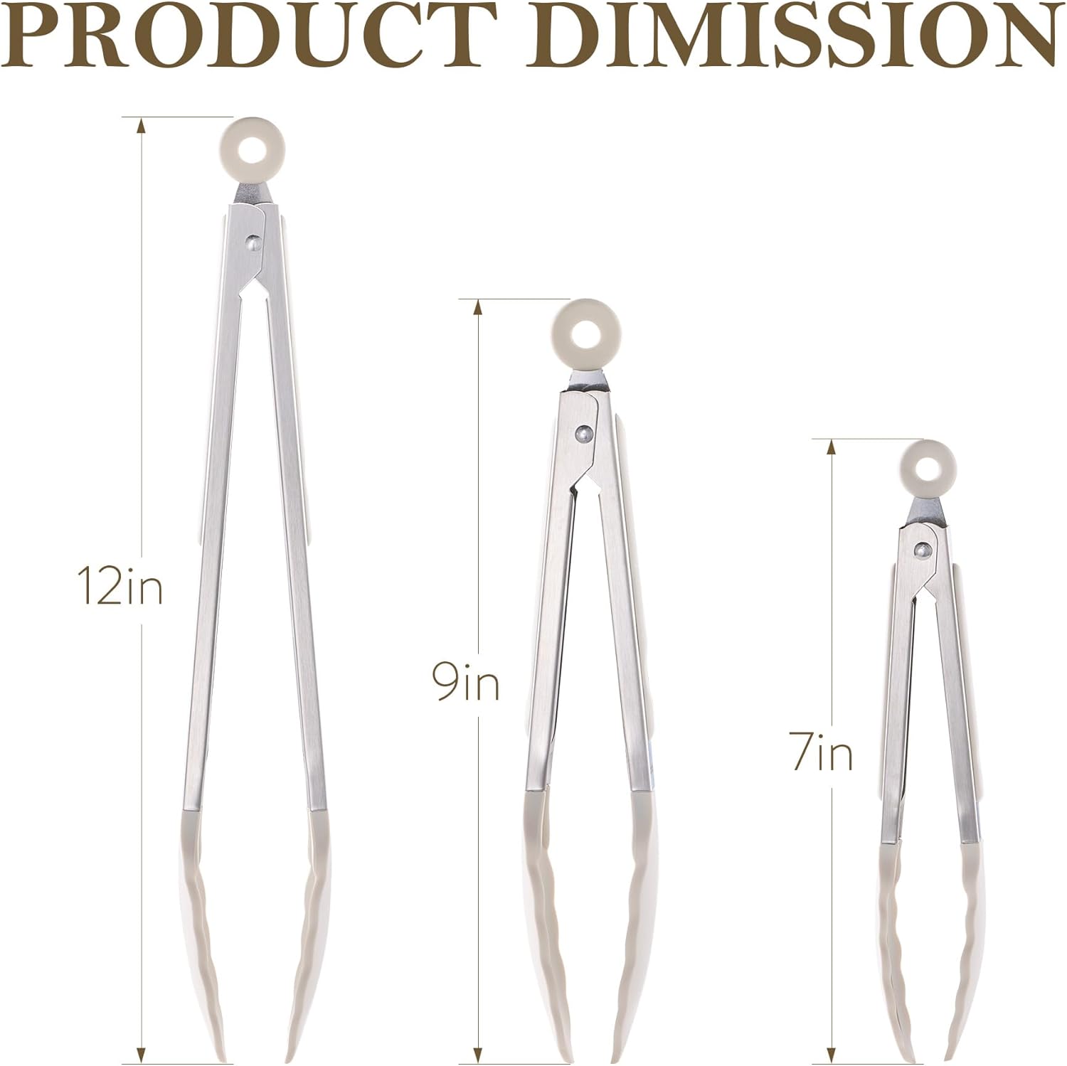 CAROTE Tongs for Cooking 428ºF Heat Resistant Locking Stainless Steel Kitchen Tongs with Non Scratch Silicone Tips, Perfect for Nonstick Cookware, BBQ Tongs Set of 3 (7"+9"+12")