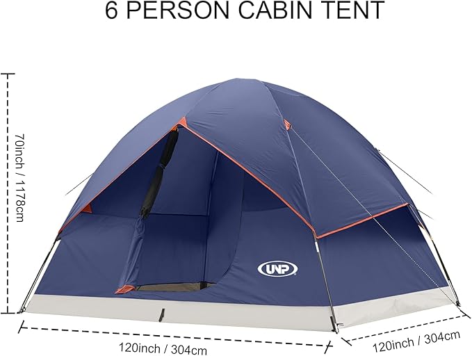UNP Camping Tent 2/3/4/6 Person Dome Tent, Easy to Set Up for Camping, Lightweight Camping Tent, Portable Camping Tent for Outdoor and Backpacking Beaches