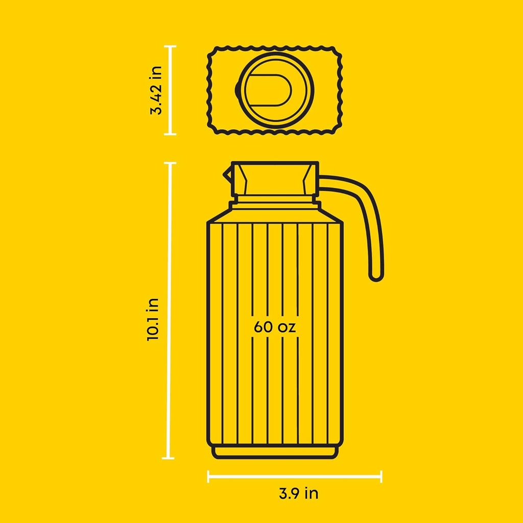 JoyJolt 60oz Glass Pitcher with Lid (2 Lids) - Beverage Serveware and Storage Container for Cold Drinks and Liquids. Juice Container, Water Jug, Fridge Pitcher for Iced Tea or Milk