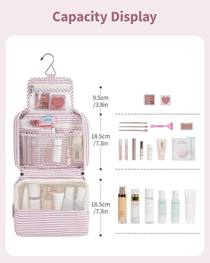 Narwey Hanging Travel Toiletry Bag Cosmetic Make up Organizer for Women and Girls Waterproof