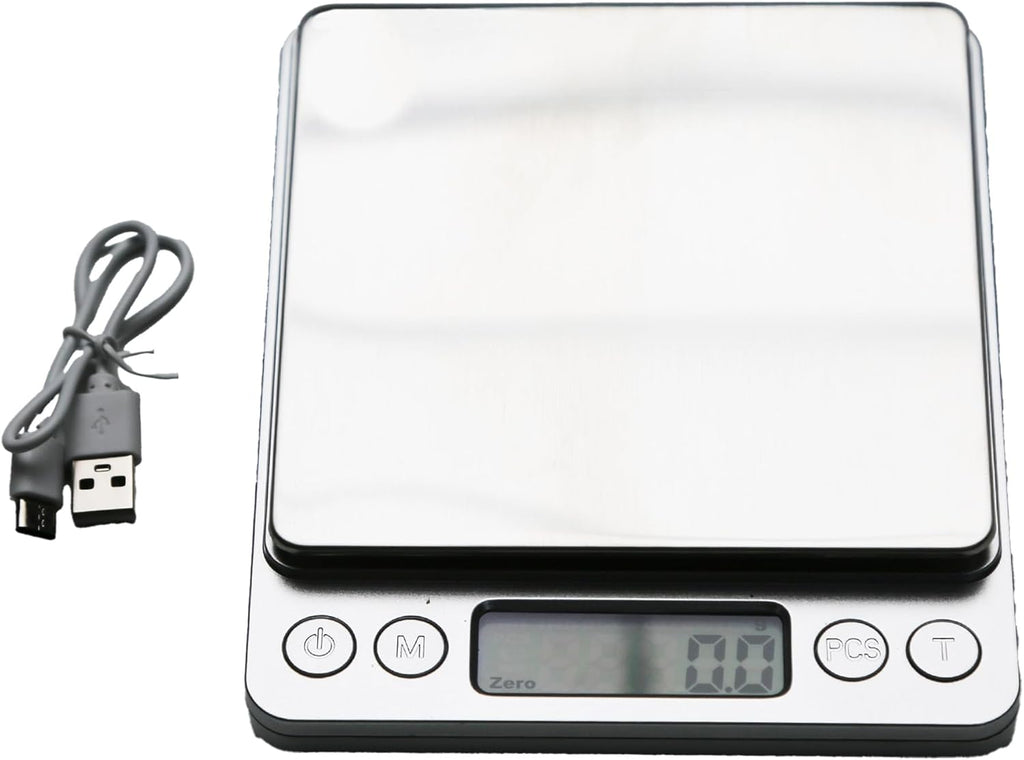 Large 3kg/6.6lb Kitchen Scale with 0.1g/0.003oz High Precision, Bakery Scale with USB Rechargeable