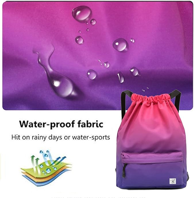 Waterproof Drawstring Bag, Gym Bag Sackpack Sports Beach Backpack for Men Women