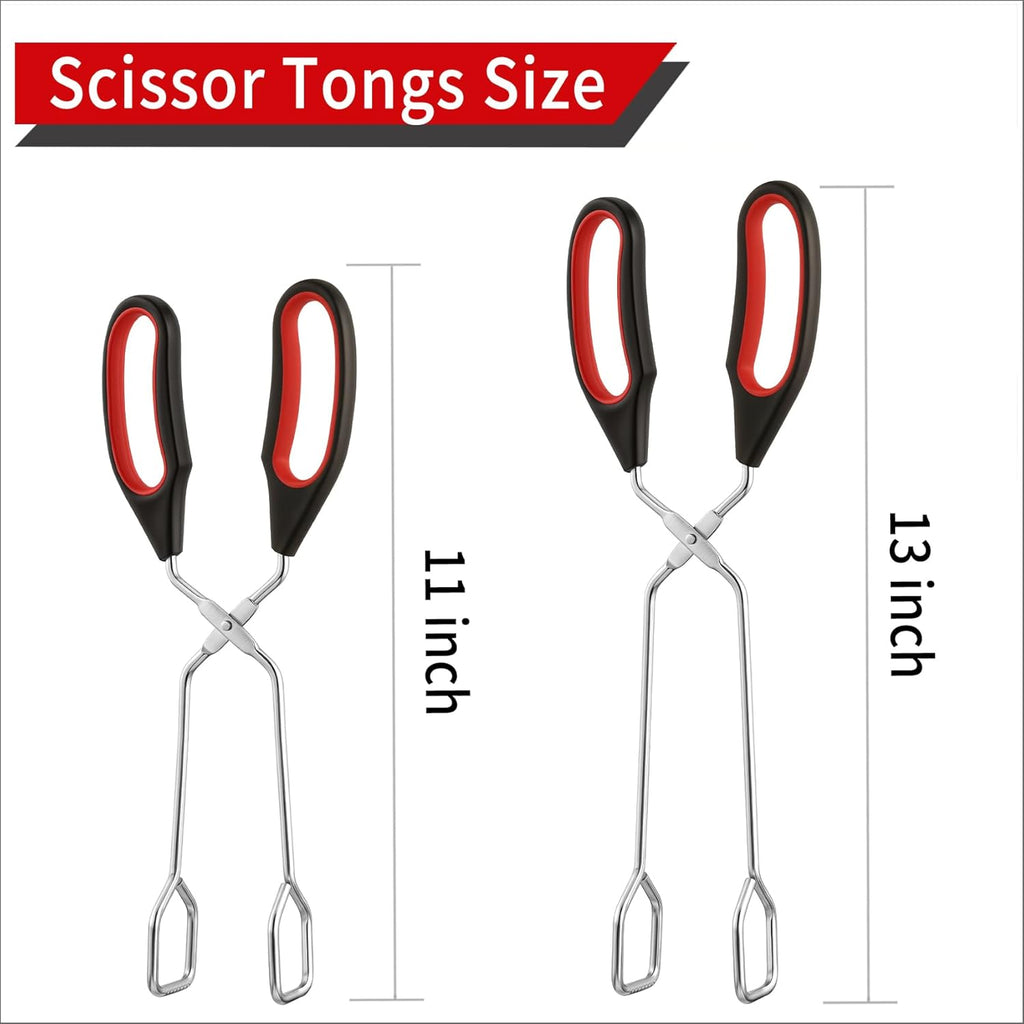 2-Pcs Stainless Steel Scissor Tongs, 9.25-Inch and 11-Inch set Kitchen cooking grilling tongs
