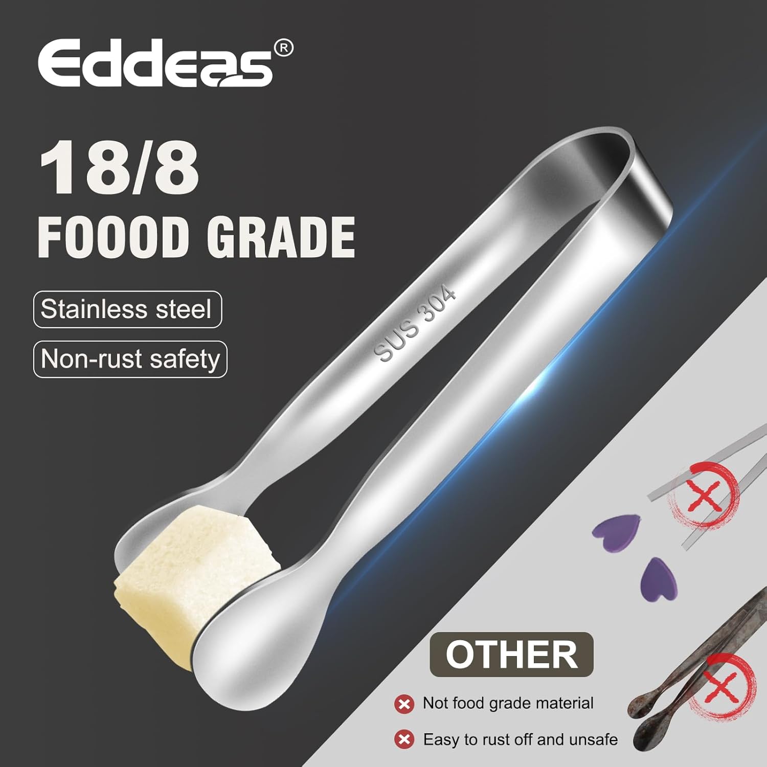 Mini Tongs For Serving Food，Set fo 12 Small Tongs For Appetizers，Small Stainless Steel Metal Cooking Tong，for Tea Party Coffee Bar, 4 inch Sugar Tong - Silver