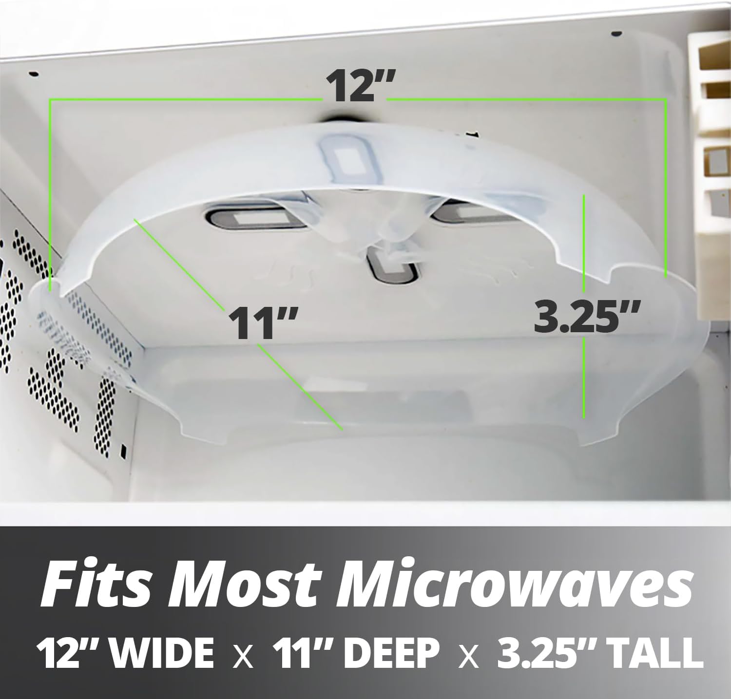 Magnetic Splatter Cover, 12-Inch Clear BPA-Free Food Lid, Vented Plate Guard with Steam Vents, Anti-Splash Microwave Lid, Dishwasher Safe, Space-Saving Magnetic Storage - Black 2 Pack