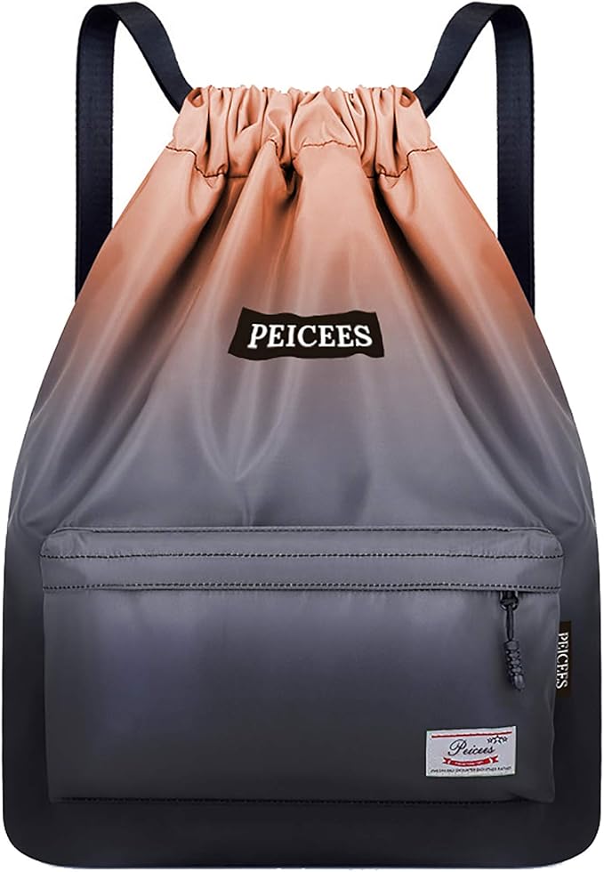 Peicees Waterproof Drawstring Sport Bag Lightweight Sackpack Backpack for Men and Women
