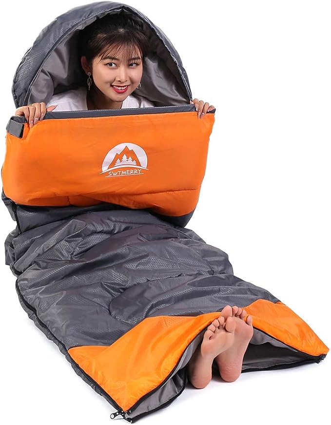 SWTMERRY Sleeping Bag 3 Seasons (Summer, Spring, Fall) Warm & Cool Weather - Lightweight,Waterproof Indoor & Outdoor Use for Kids, Teens & Adults for Hiking and Camping