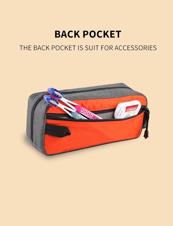 GOX Travel Toiletry Bag,Dopp Kit Case,Ultra-Light Cosmetics Bag Makeup Organizer(Orange)