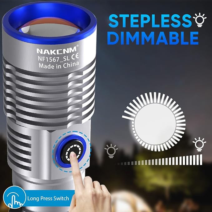 NAKCNM Rechargeable Flashlights High Lumens, 2 Pack 25000 Lumens 4 Modes, Small Magnetic Flashlight Pocket with Clip & Diffuser, Handheld Flashlight Lantern for Camping(Black&Silver)