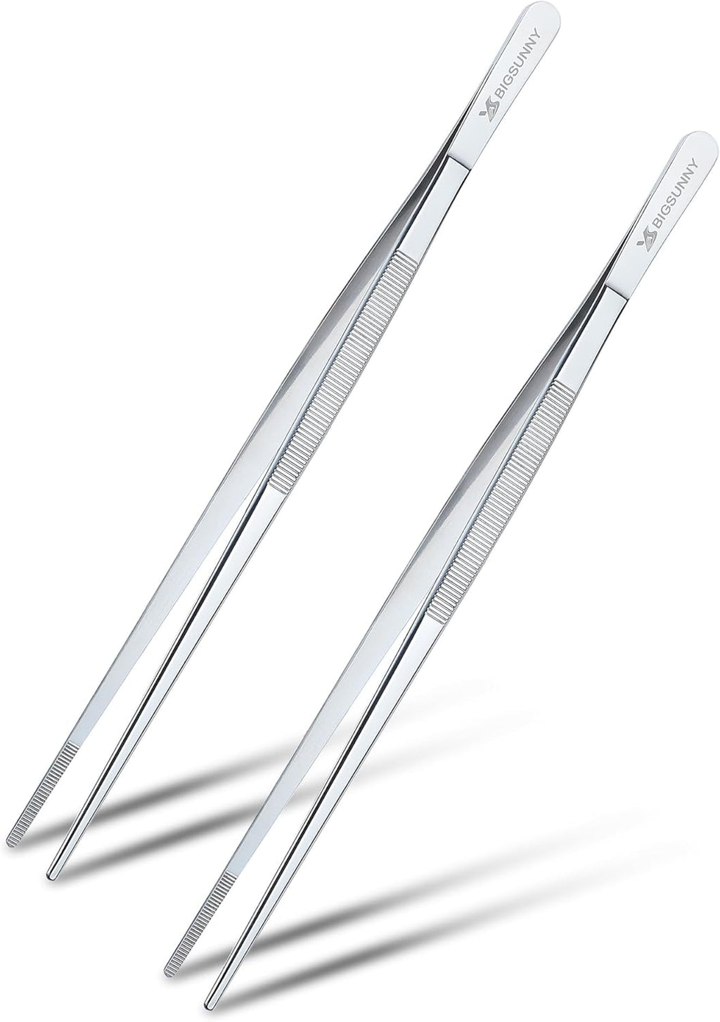 MSY BIGSUNNY 10 Inch Kitchen Food Tweezers Fine Stainless Steel Tweezer Tongs, Multi-function Kitchen Serving Tongs - Set of 2