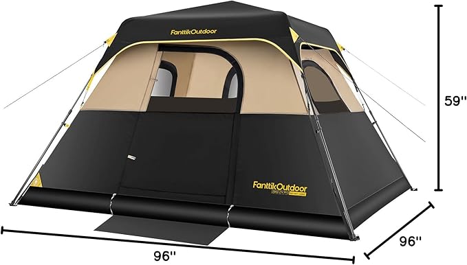 FanttikOutdoor Camping Tent 4/6/8/10 Person Instant Cabin Tent Setup in 60 Seconds with Rainfly & Windproof Portable with Carry Bag for Family Camping & Hiking, Upgraded Ventilation