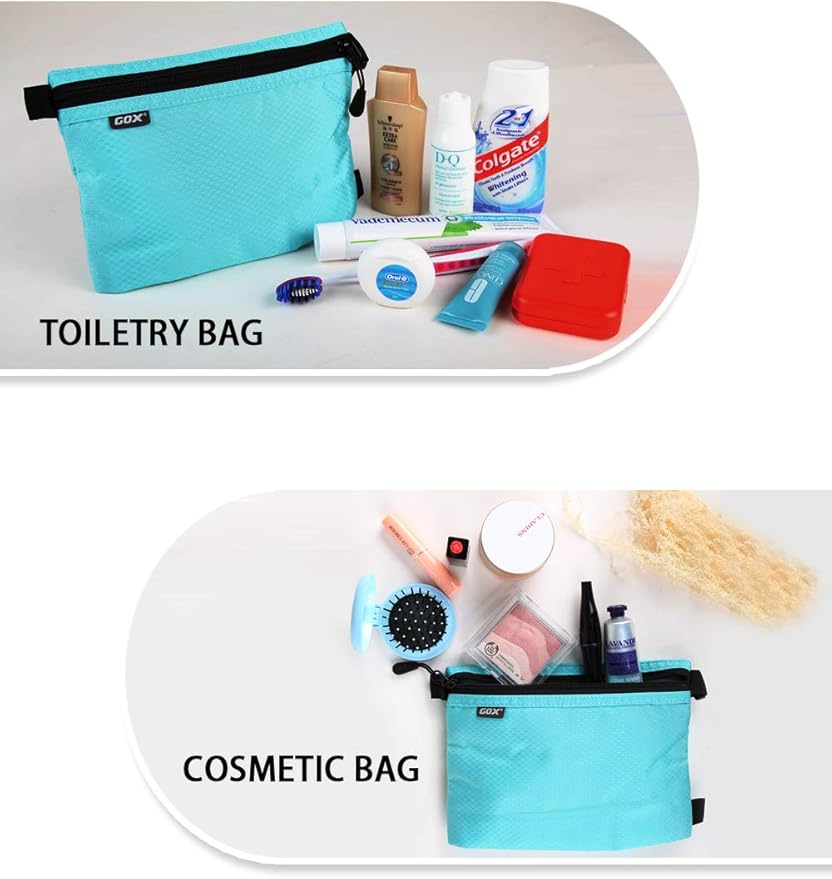 gox Small Toiletry Bag for Men Bulk Cosmetic Bag Dopp Kit Carry On Zipper Pouch Organization Nylon Small Packing Sack Waterproof