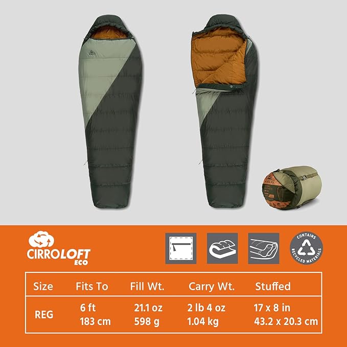 Kelty Cosmic Synthetic Fill 40 Degree Backpacking Sleeping Bag with Compression Straps, Compact and Lightweight, 2022