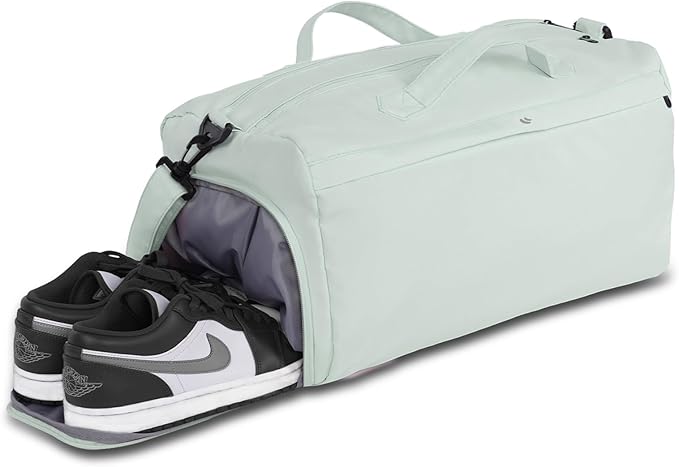 Sports Travel Gym Bag for Women, Workout Duffel Overnight Shoulder with Shoes Compartment and Wet Pocket Ladies Weekend Carry on Luggage Bags for Airplane Beach Mint Green