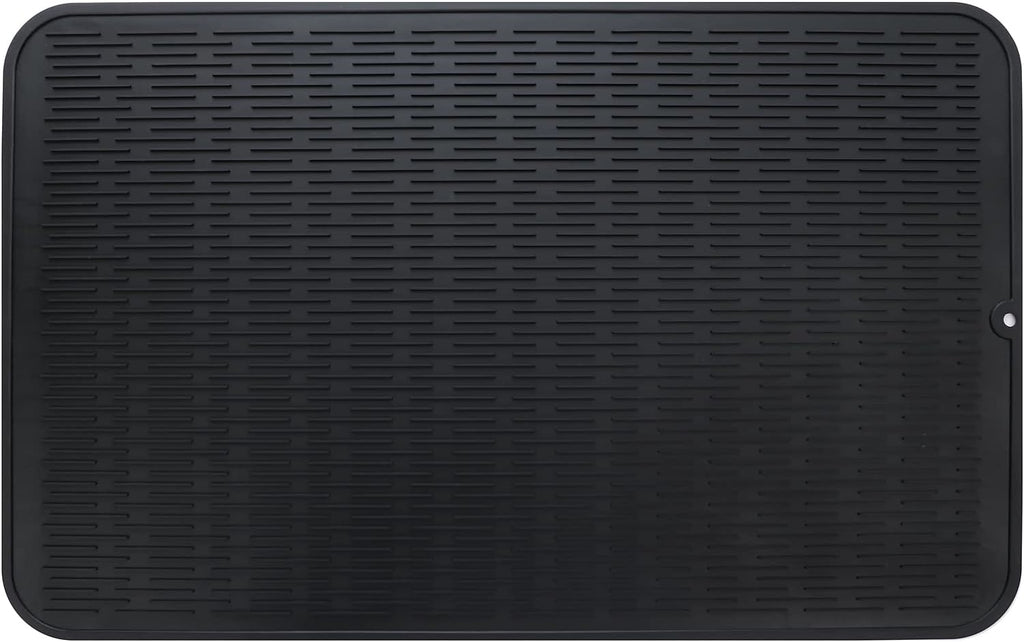 Silicone Dish Drying Mat for Multiple Usage,Easy clean,Eco-friendly,Heat-resistant Silicone Mat for Kitchen Counter or Sink,Refrigerator or Drawer Liner Black 3XL 28 inches x 18 inches