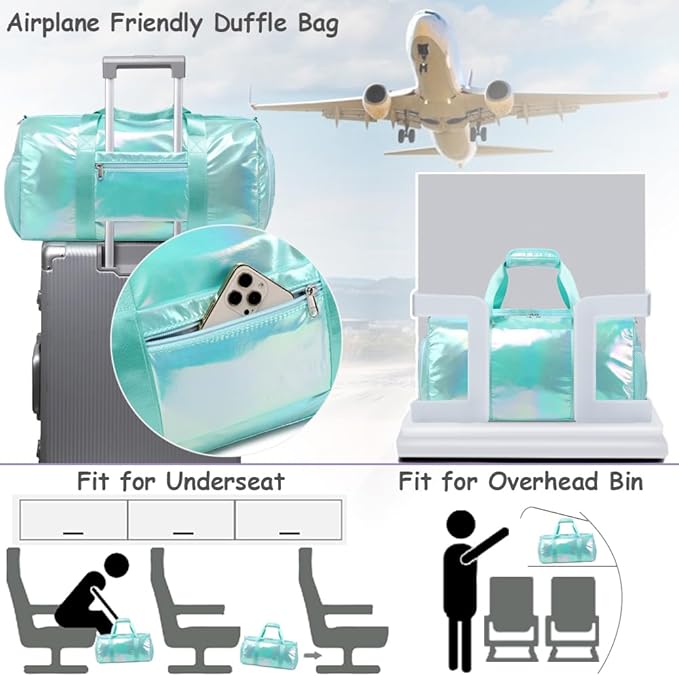 Dance Bag for Girls Gym Bag Sports Duffle Bag with Shoes Compartment Wet Pocket Weekender Overnight Bag for Girls Women Teens Travel Duffle Bag Water Resistant