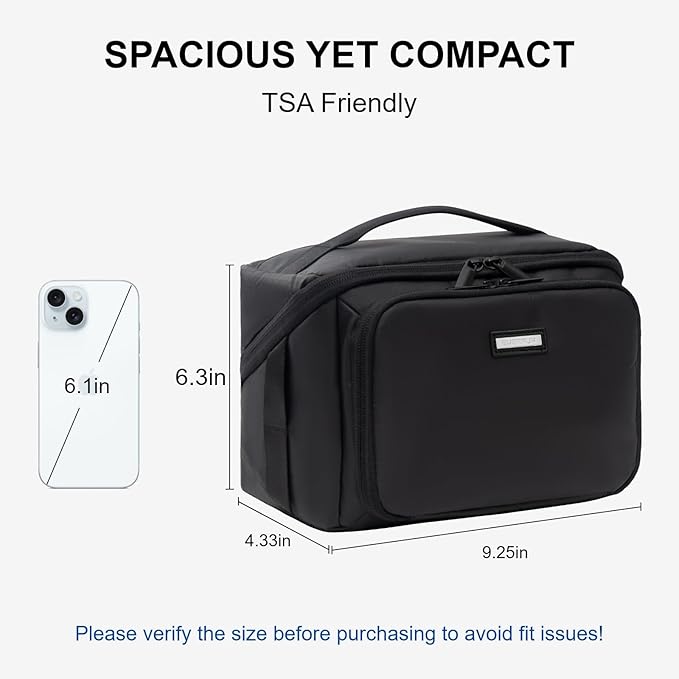 Everfun Compact Toiletry Bag for Men and Women Traveling, Wide Open Shaving Dopp Kit, Water Resistant Makeup Organizer Hygiene Bag with Wet Dry Compartment