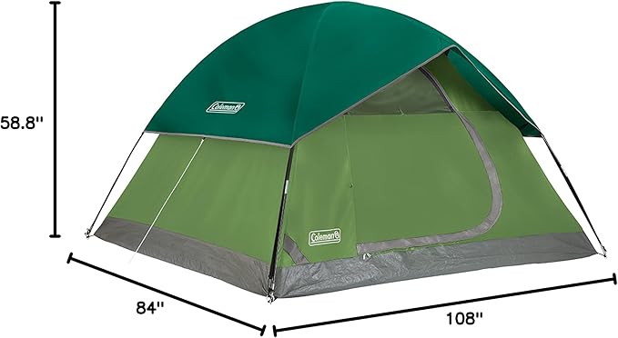 Coleman Sundome 4-Person Tent with Rainfly, Weatherproof Tent Sets Up in 10 Mins