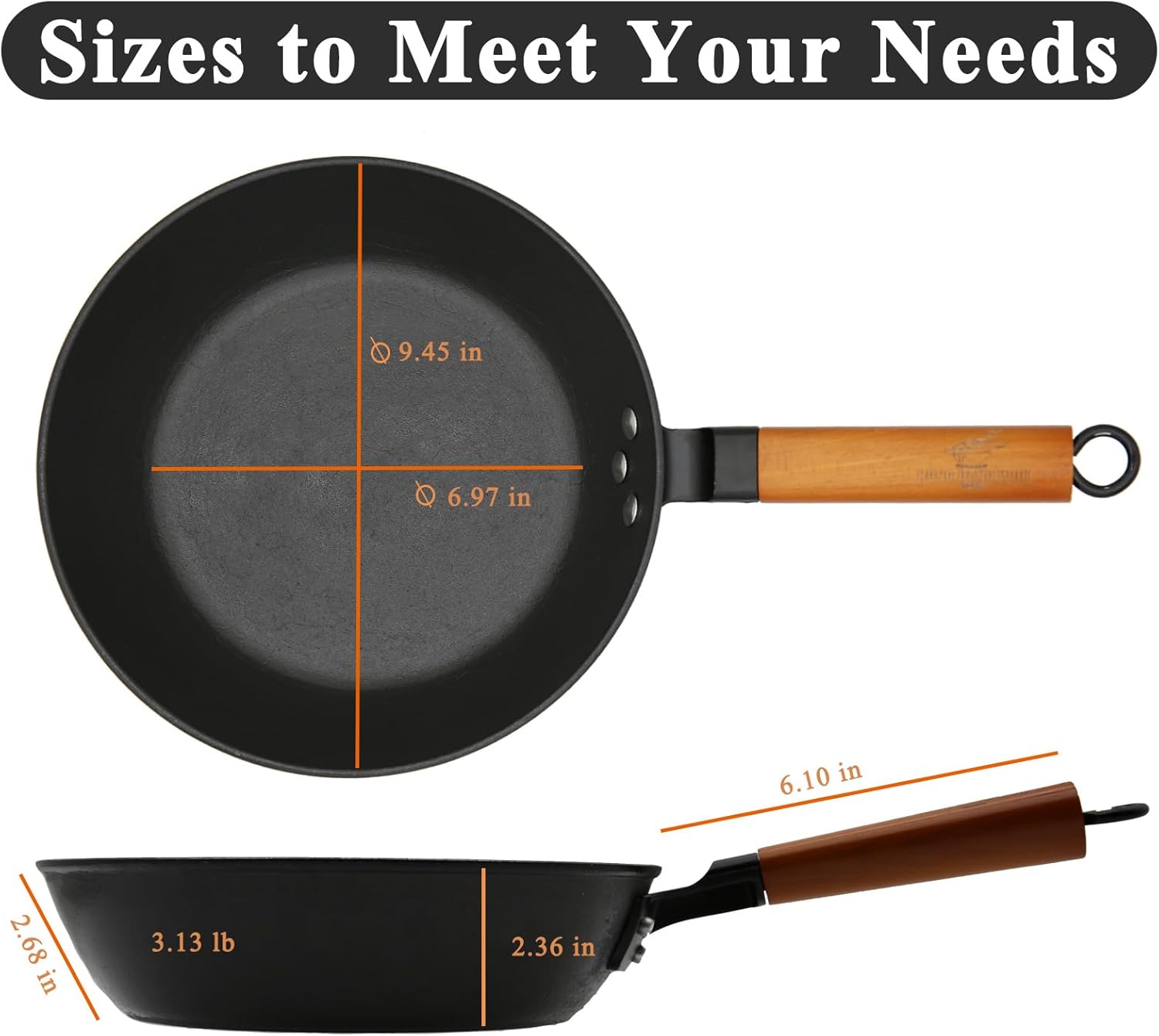 9 Inch Pre-Seasoned Cast Iron Skillet, ICH Technique, Thicker and Taller, Deep Frying Pan with Unique Tortoise Pattern for All Cooktops & Oven Safe
