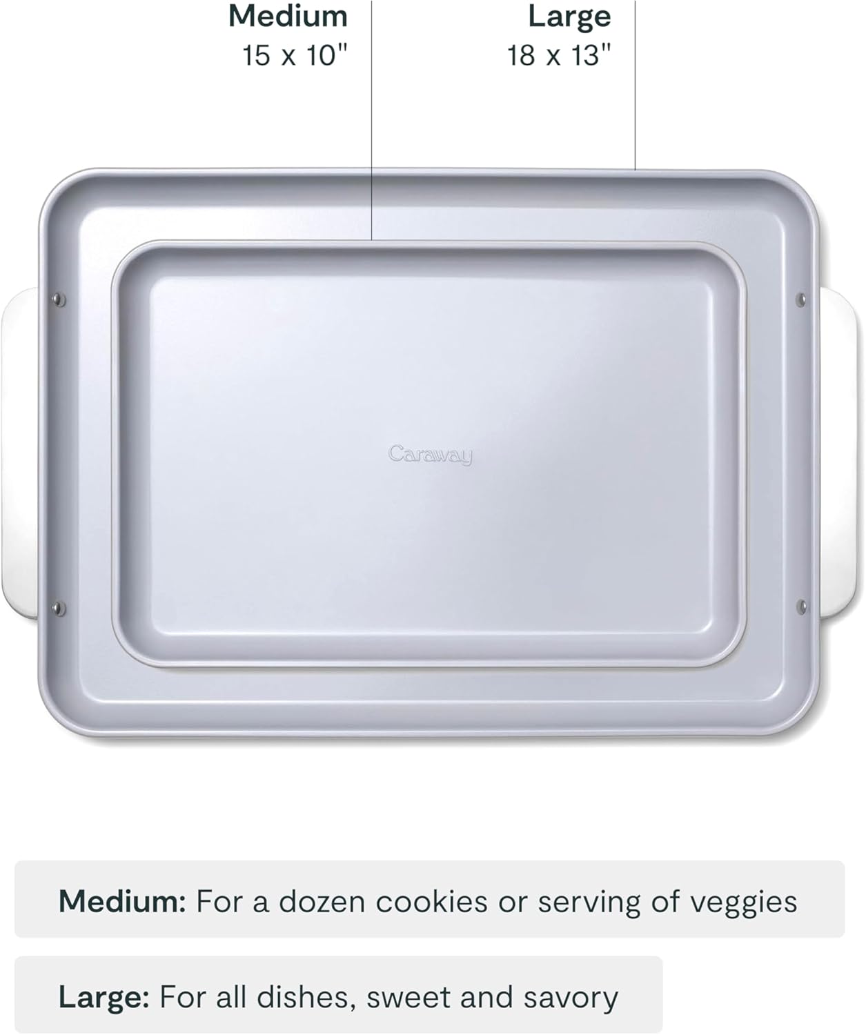 Caraway Non-Stick Ceramic Baking Sheet Duo - Naturally Slick Ceramic Coating - Non-Toxic, PTFE & PFOA Free - 18 x 13" Large & 15 x 10" Medium - Gray