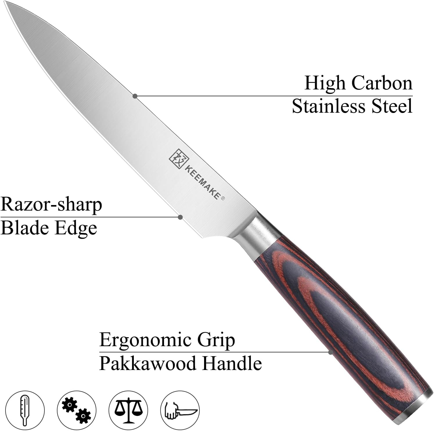KEEMAKE Utility Knife 6 inch, Paring Knife with German High Carbon Stainless Steel 1.4116 Blade, Fruit Knife with Pakkawood Handle Small Kitchen Knives with Gift Box