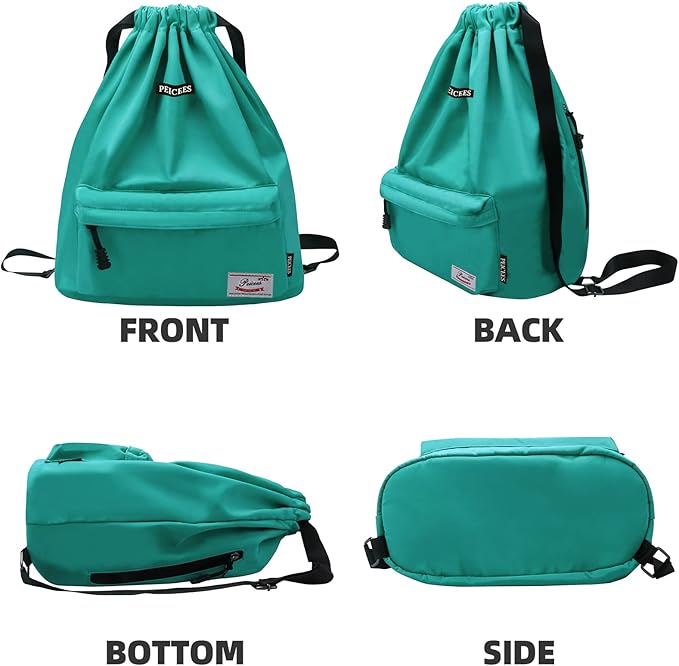 Peicees Waterproof Drawstring Sport Bag Lightweight Sackpack Backpack for Men and Women