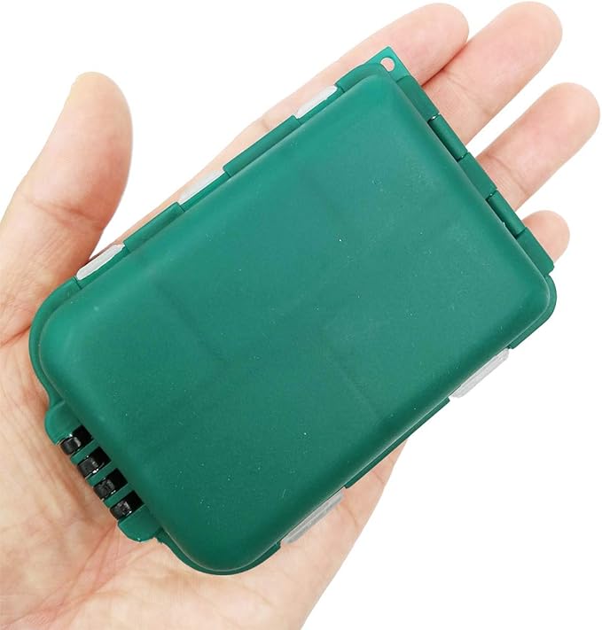 2x Small Hard Fishing Tackle Box Portable Case Hooks Lure Baits Storage Box Containers For Storing Swivels Jigs Hooks Sinker,10 Compartments (Green)