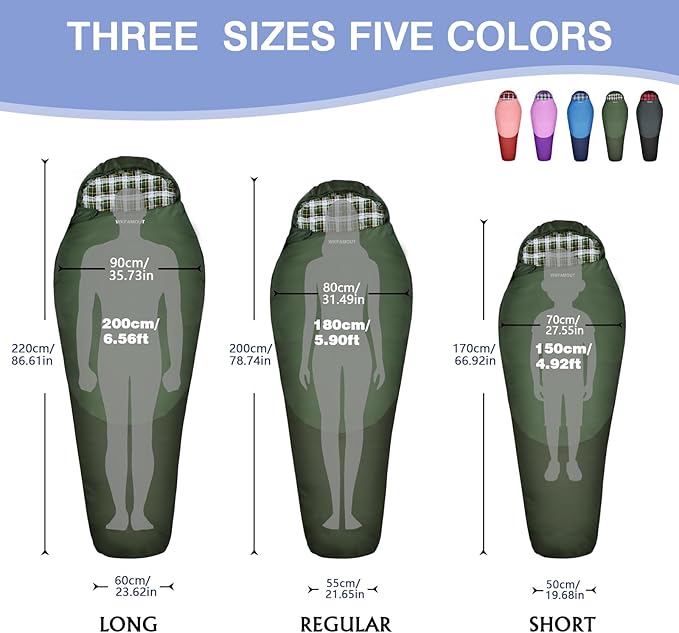 Cold Weather Mummy Sleeping Bag Flannel 0 Degree Winter Sleeping Bag Machine Washable Heavy Duty for Adults,Teenager with Compression Sack 4 Seasons for Camping Hiking Traveling