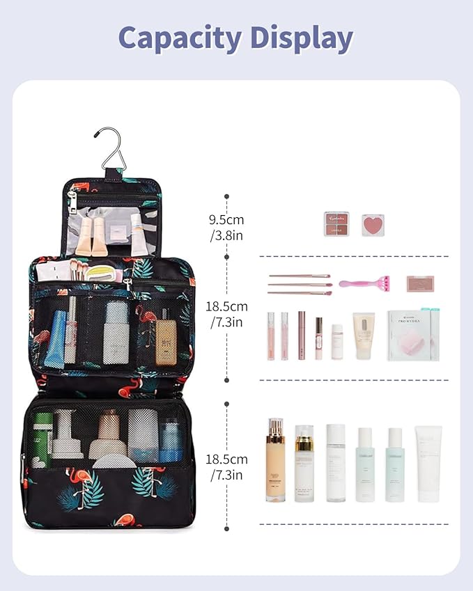 Narwey Hanging Travel Toiletry Bag Cosmetic Make up Organizer for Women and Girls Waterproof