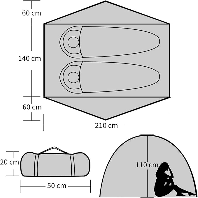 BISINNA 2 Person Camping Tent Outdoor Lightweight Waterproof Easy Setup Two Doors 3 Season Double Layer Large Space Backpacking Tent for Camping Backpacking Hiking Travelling Hunting