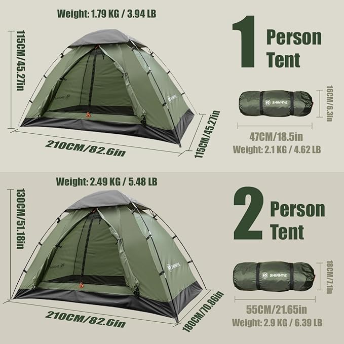 ShinHye Backpacking Tent for Camping, 1/2 Person Ultralight Backpacking Tent Easy Setup Tents Waterproof Lightweight Hiking Tents for Outdoor