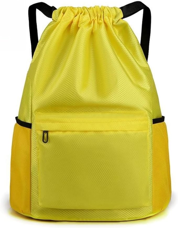 BLIRITEL Drawstring Backpack Waterproof String Bag, Gym Sackpack Sports Fitness Yoga Bag, Shopping Casual Backpack for Men Women (Yellow)