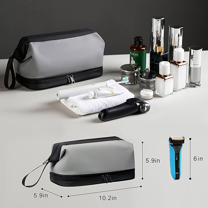 Large Travel Toiletry Bag for men women,Makeup Organizer Bag, Dopp Kit,Waterproof Hanging Cosmetic Bag for Toiletries Accessories (Grey)
