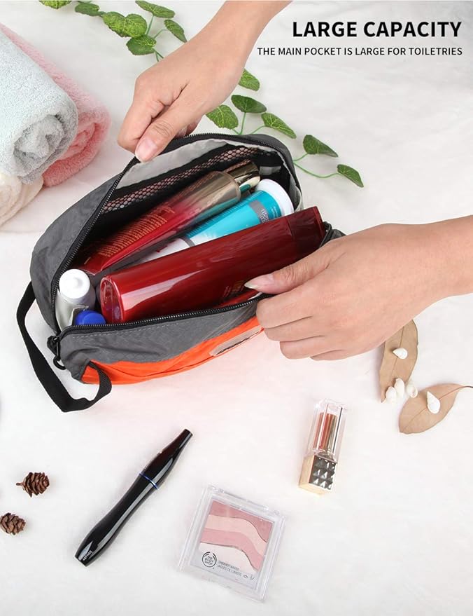 GOX Travel Toiletry Bag,Dopp Kit Case,Ultra-Light Cosmetics Bag Makeup Organizer(Orange)