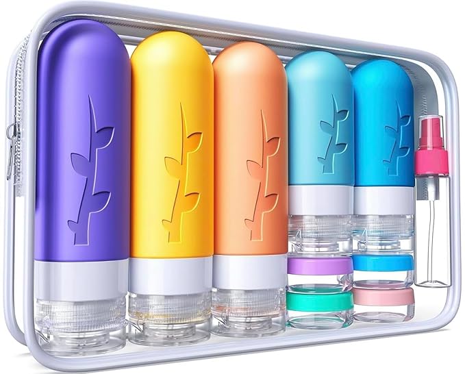 19pack Travel Bottles for Toiletries, TSA Approved Silicone Travel Size Containers for toiletries, Refillable & Leakproof Travel shampoo and conditioner bottles