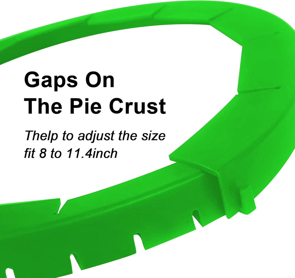 2 Pack Adjustable Silicone Pie Crust Shield, BPA-Free Protector Cover Kitchen Tool for Baking Pizza, Fit 8-10.7 Inch Pies - Dishwasher Safe (Green)