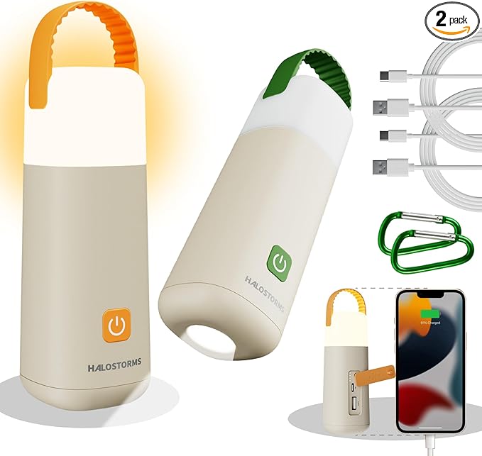 2PK Camping Lantern, 350 Hours Running Time Rechargeable Lantern, 3200mAh Lantern Flashlight with 4 Modes, Waterproof Tent Light for Hiking, Emergency, Power Outages