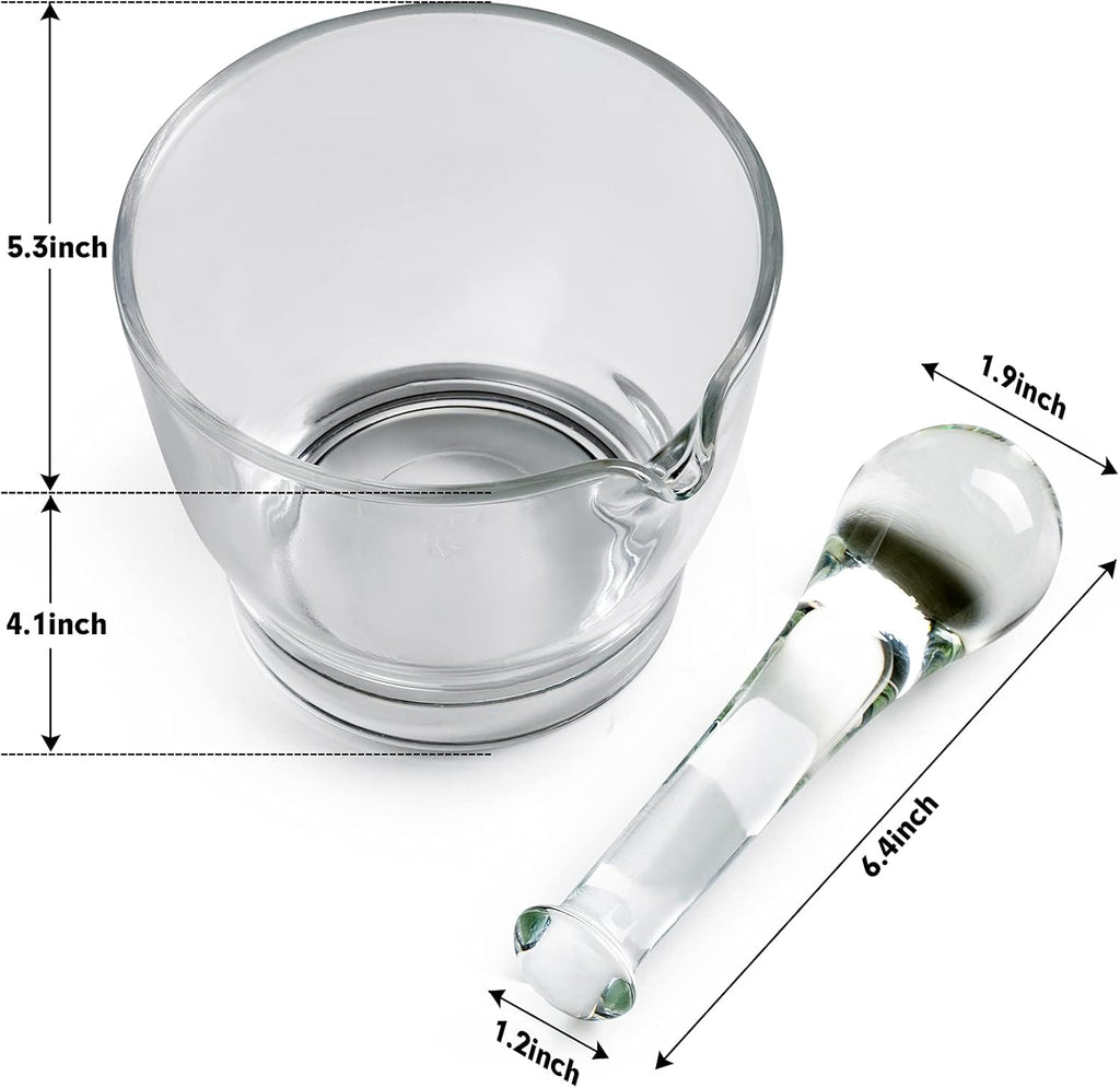 16oz Glass Mortar and Pestle Bowl, Medicine Grinder and Mixer for Pharmacy or Science Lab