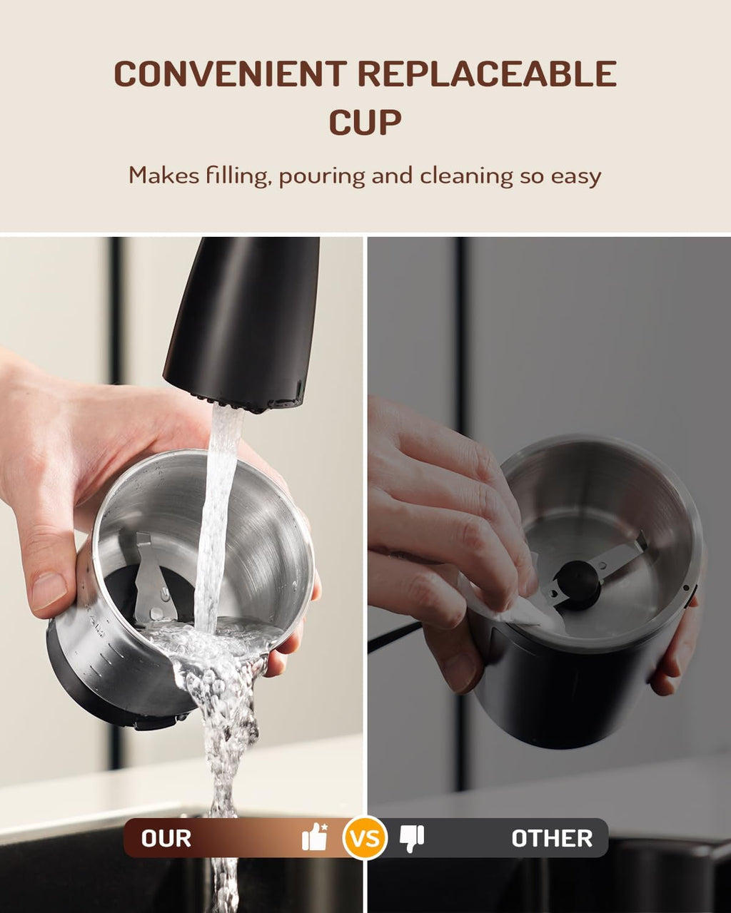 SHARDOR Adjustable Coffee Bean Grinder Electric, Herb/Spice, Espresso Grinder with 1 Removable Stainless Steel Bowl, Matte Black